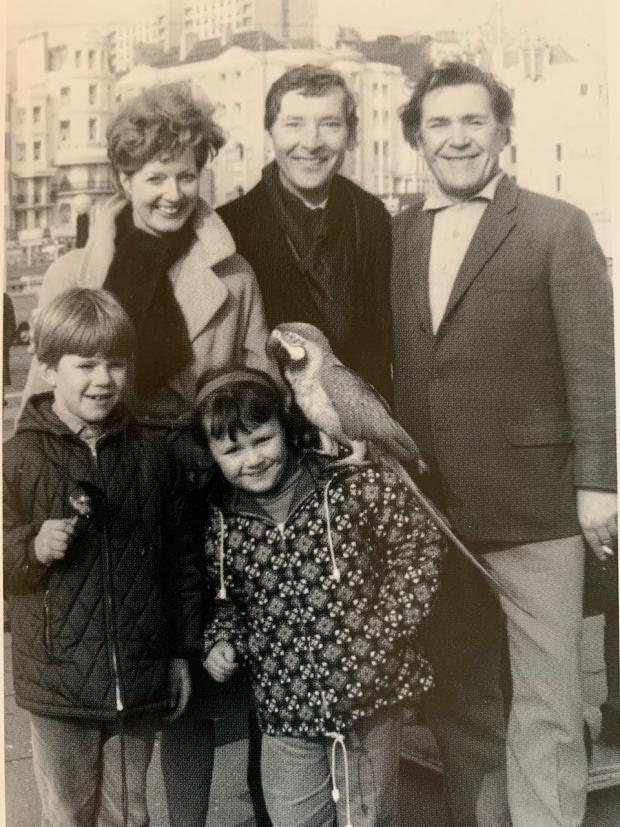 The Northern Echo: Tyler Butterworth, front left, on holiday with mum Janet Brown, dad Peter Butterworth, actor Kenneth Williams, his sister and a parrot!